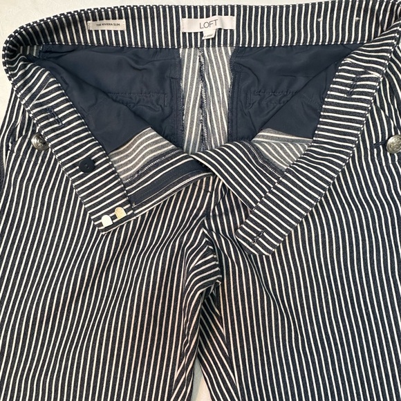 Loft Striped Blue Women's Capri Pant - Picture 13 of 13